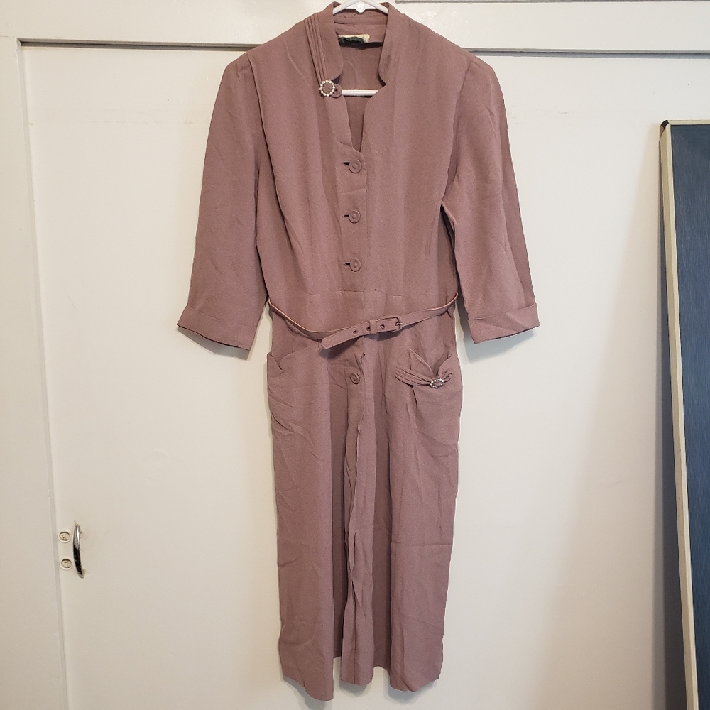 Vintage 1940s-1950s Pink Mauve Dress